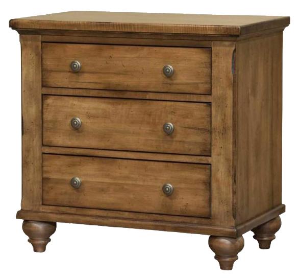 Durham Hudson Falls Classic Three Drawer Night Stand with Rustic Look